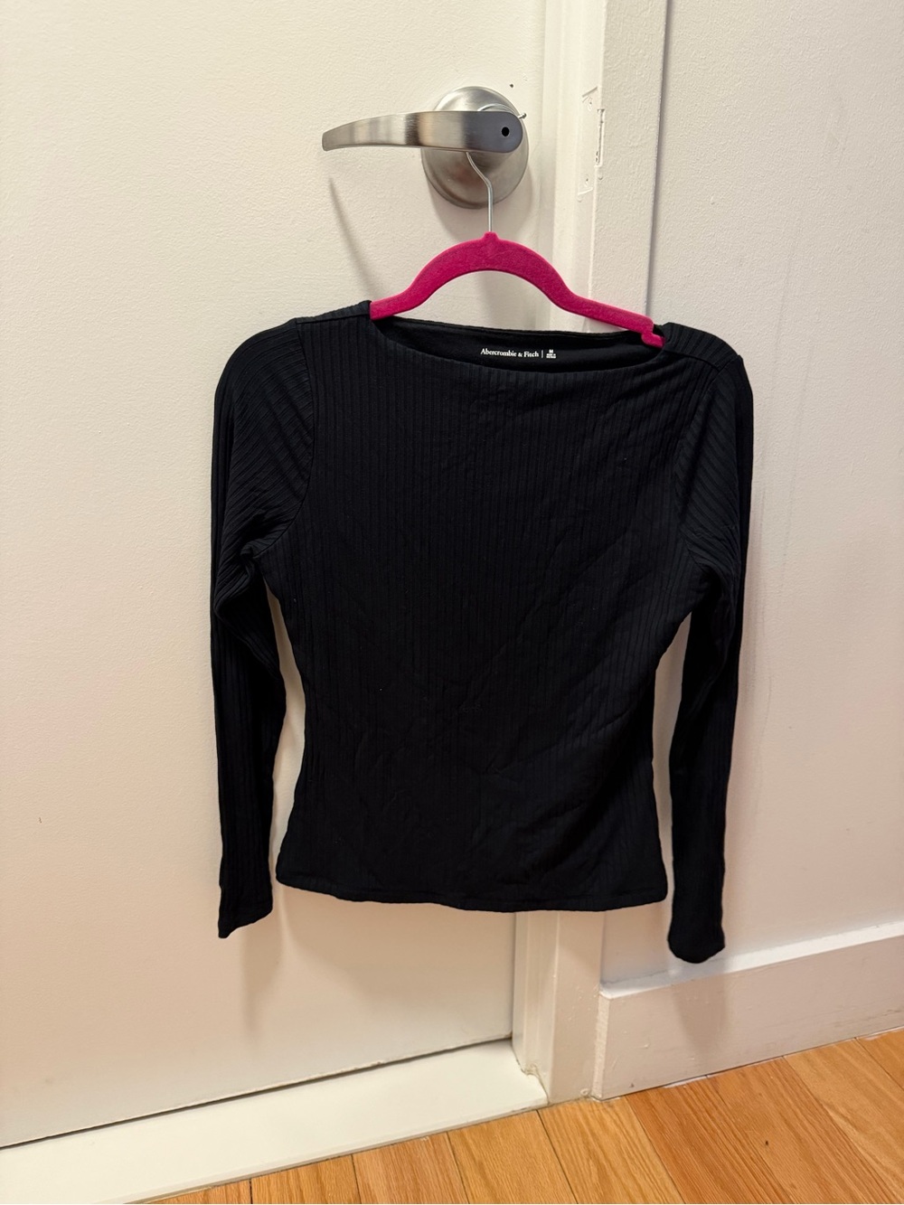 Abercrombie & Fitch Black Ribbed Long Sleeve Top
